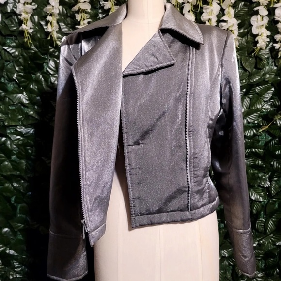 Georgiou Studio Size 6 Jacket Blazer Retro Vtg Style 80s Gray Italy Zip - Picture 3 of 6